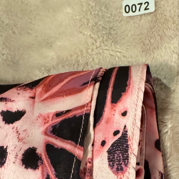 Asos Pink Butterfly Cord Tie Front Ruched Midi Skirt Size 10 Satin Side Zip - Picture 8 of 8